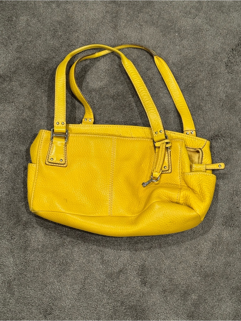 Midsize Mustard Yellow Fossil Purse Pebbled Bag